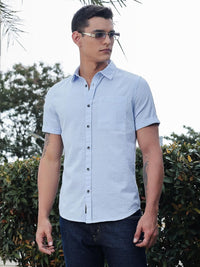 Thomas Scott Men Classic Slim Fit Seersucker Casual Shirt
