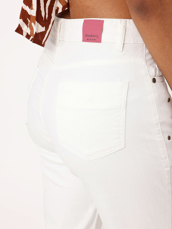 DressBerry Women Soft Edge Mom Fit Embellished Jeans