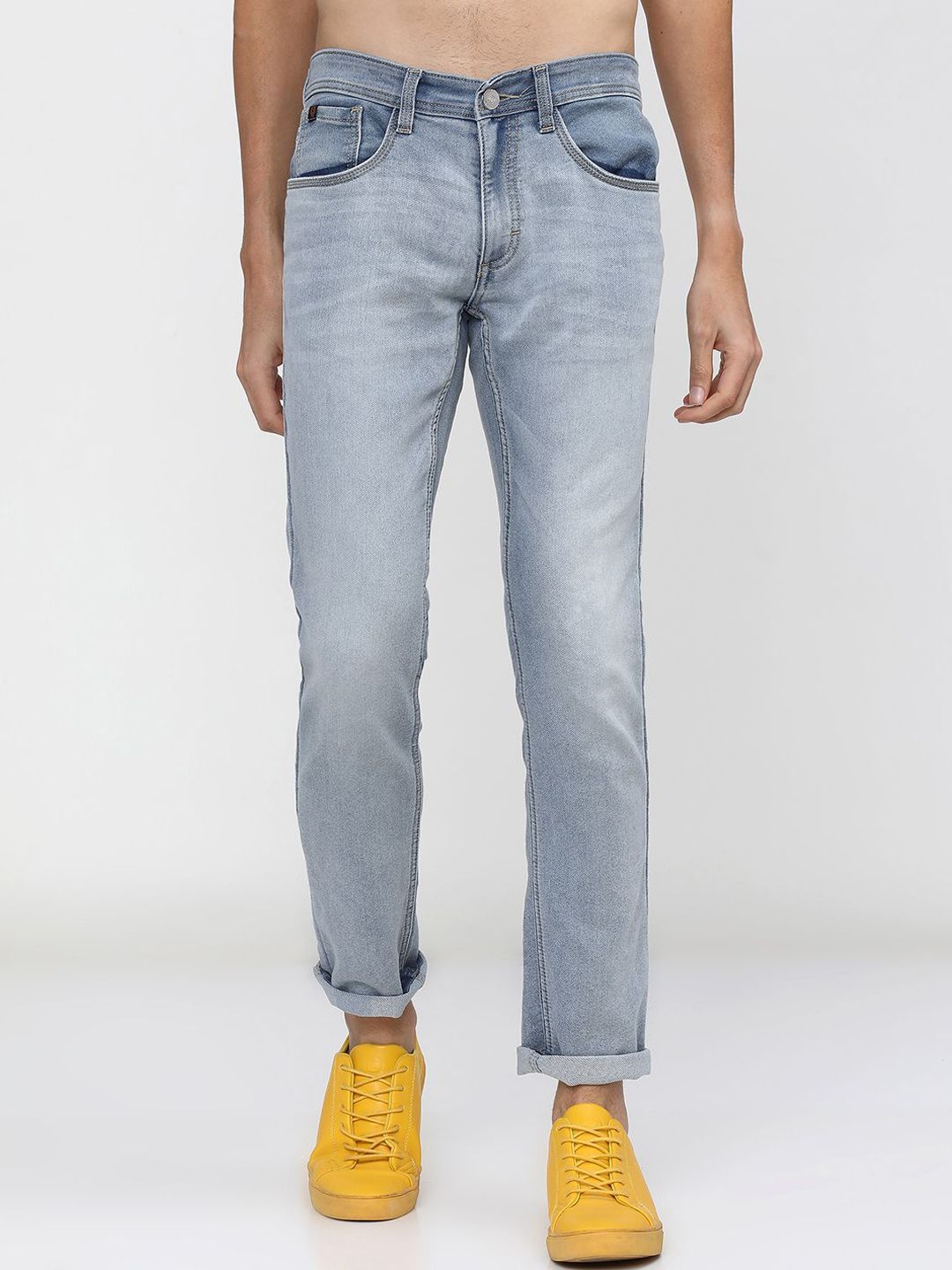 LOCOMOTIVE Men Super Slim Fit Light Fade Clean Look Stretchable Jeans