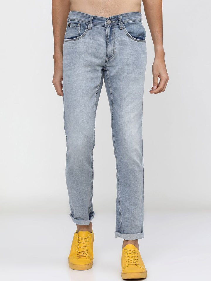 LOCOMOTIVE Men Super Slim Fit Light Fade Clean Look Stretchable Jeans