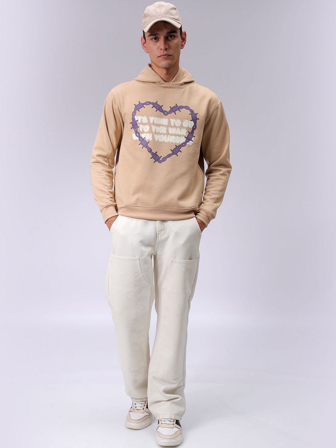 The Indian Garage Co Men Typography Printed Hooded Sweatshirt