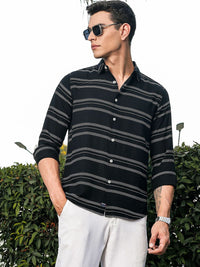 Thomas Scott Men Premium Slim Fit Striped Casual Shirt