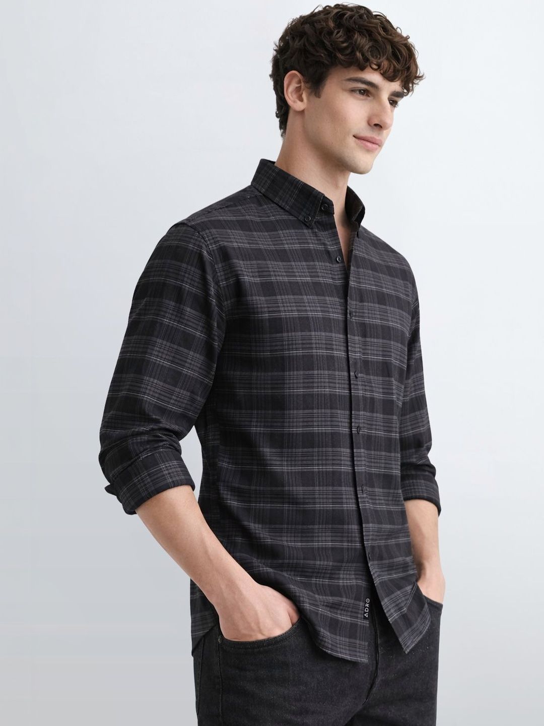 ADRO Men Standard Tartan Checks Baju Kasual Berpetak