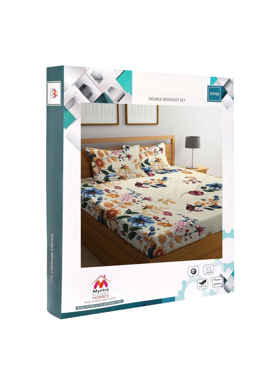 Myntra Elegant Homes Cream Floral Polycotton 300 TC Fitted King Cadar Tempat Tidur Halus dengan 2 Sarung Bantal-250 x 220 cm
