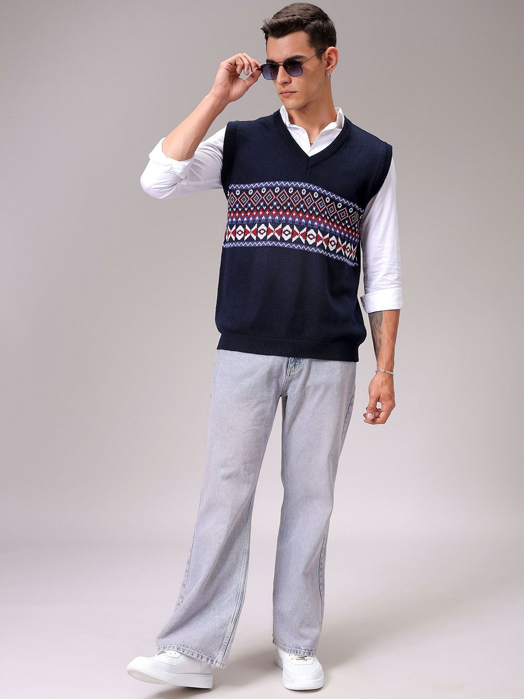 The Indian Garage Co Men Argyle Winter Sweater Vest