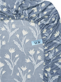 Aura Blue Floral Printed 300 TC Cadar Katil King 2.50 m X 2.25 m