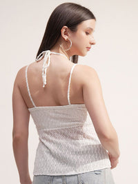 ESPYR By Tokyo Talkies Halter Neck Self Design Peplum Top