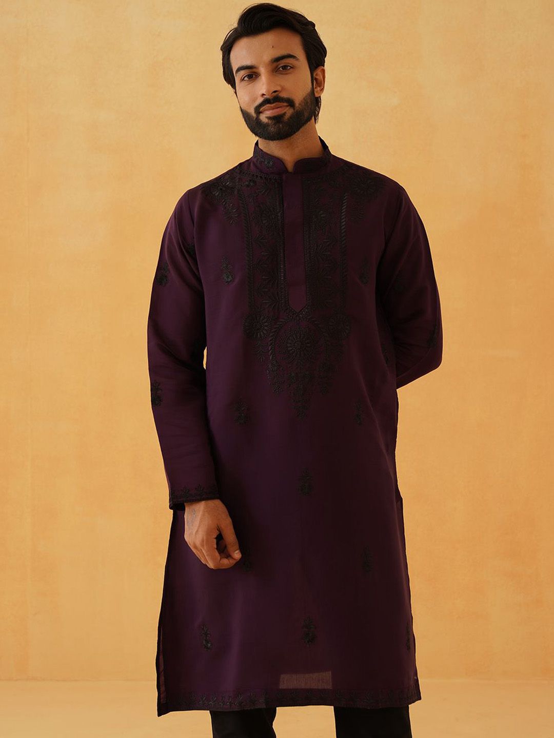 SOJANYA LUXE Lelaki Sulam Benang Kerja Kurta