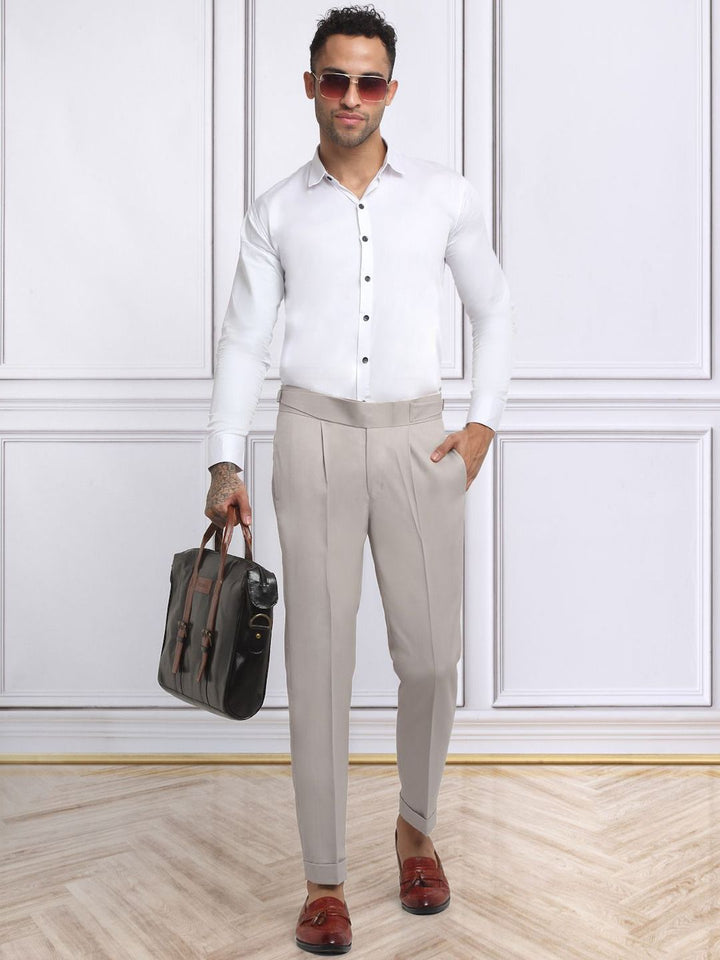 KLOTTHE Men Cotton Rich Slim Fit Formal Trousers