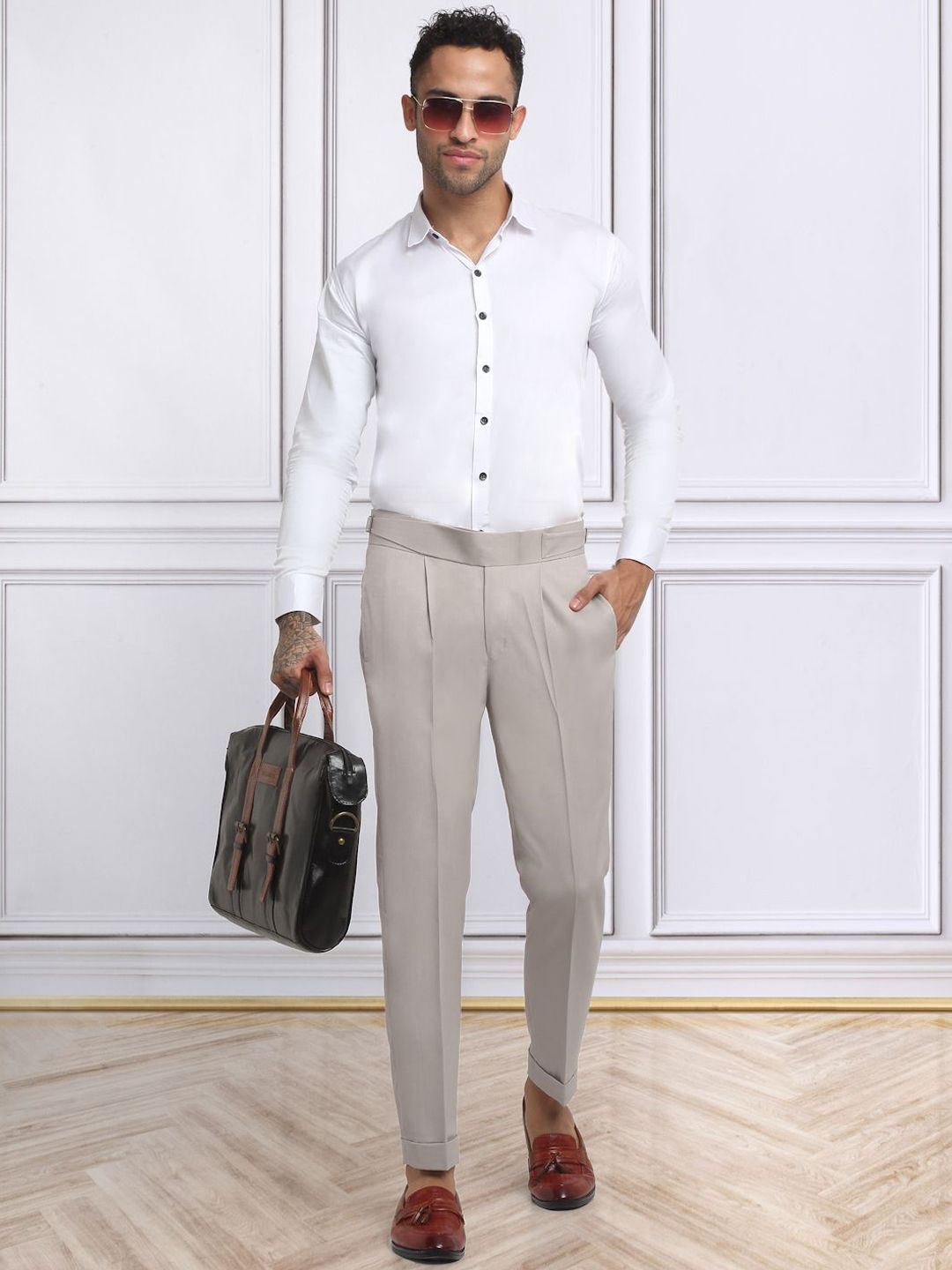 KLOTTHE Men Cotton Rich Slim Fit Formal Trousers