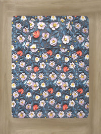 KLOTTHE Blue & White Floral Printed Flat 300 TC Single 7D Bedsheet With Pillow Cover