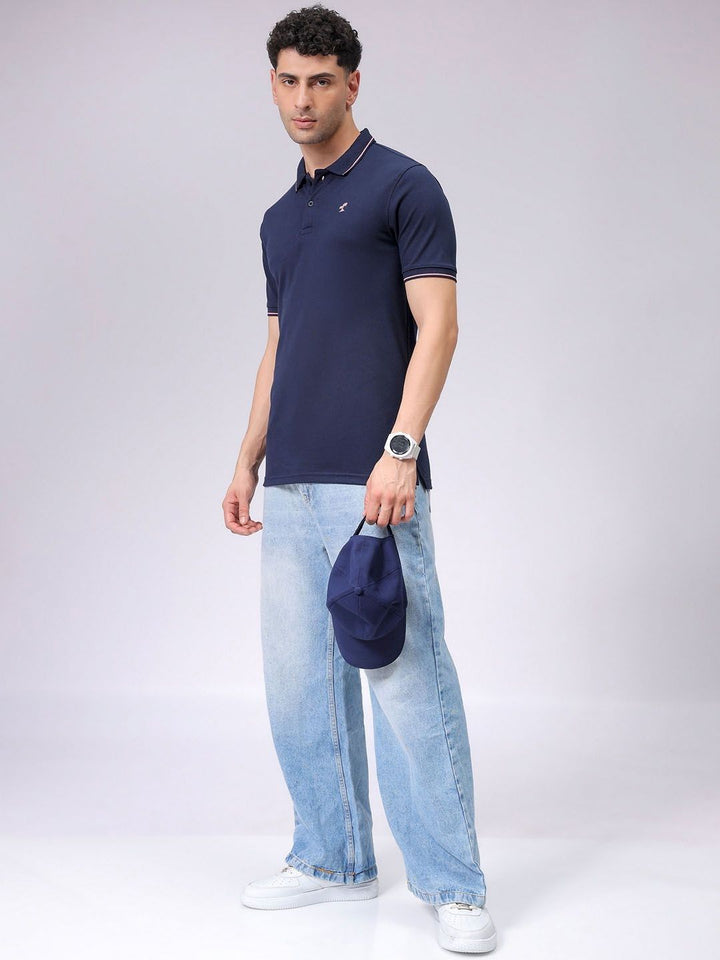 The Indian Garage Co Men Polo Collar Applique T-shirt