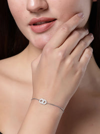 PANASH 925 Sterling Silver Gelang Pesona Cubic Zirconia Bersalut Rhodium