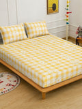 Myntra Elegant Homes Yellow Floral 300 TC King Double Bedsheet dengan 2 Sarung Bantal