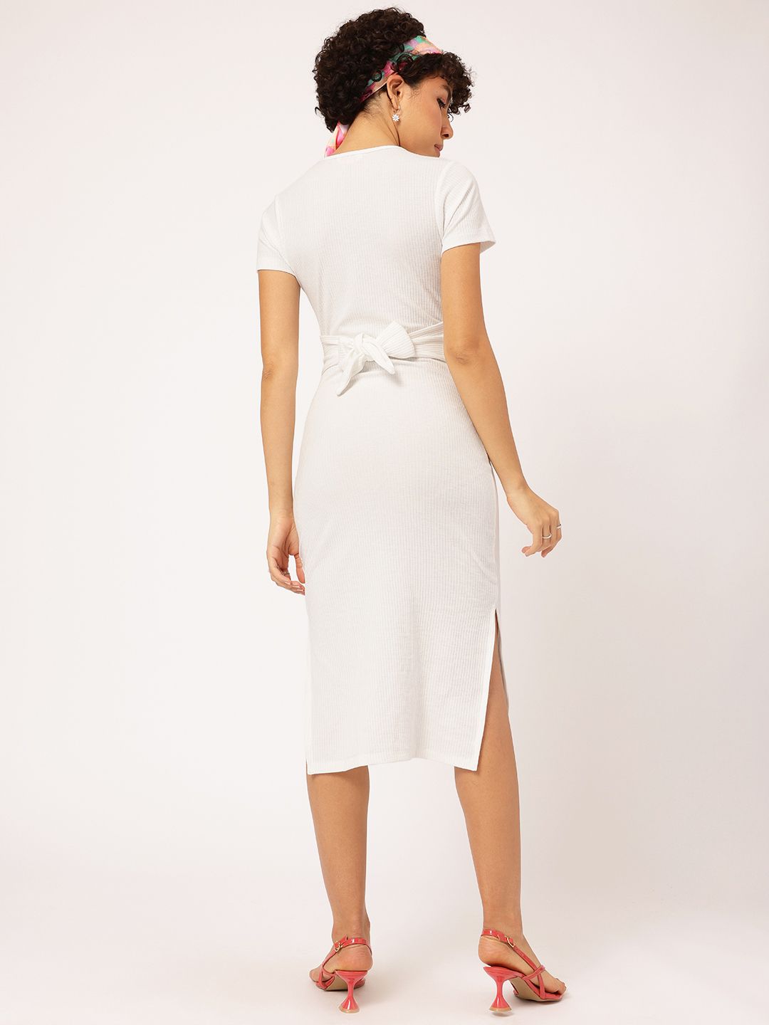 DressBerry Allure & Comfort Side Slit Ribbed Sheath Midi Dress