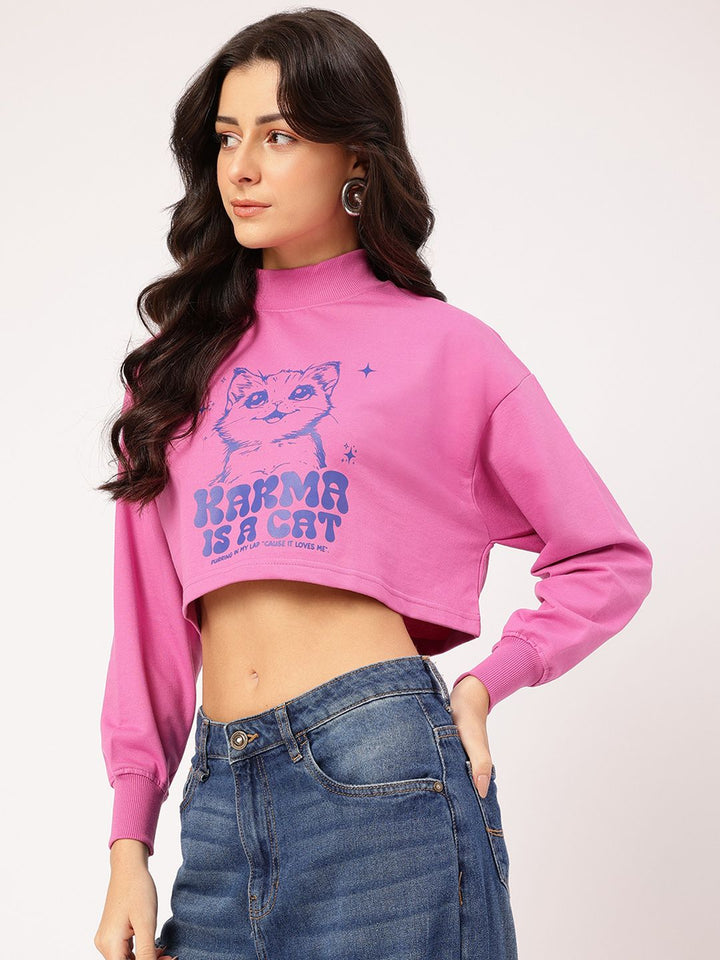 DressBerry Printed Crop Sweatshirt