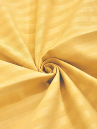 KLOTTHE Yellow Striped Flat 300 TC King Double Bedsheet With 2 Pillow Covers