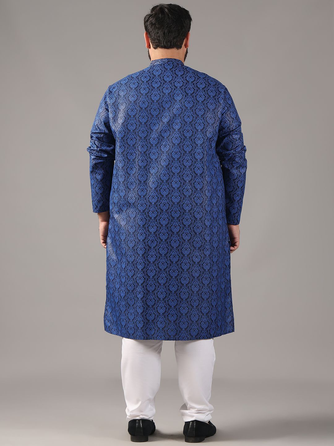 SOJANYA PLUS Plus Size Men Ethnic Motifs Printed Band Collar Straight Kurta With Pyjamas