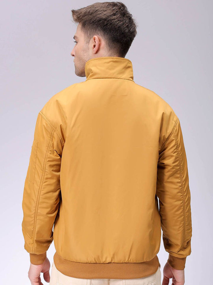The Indian Garage Co Men Solid Padded Bomber Utility Jacket