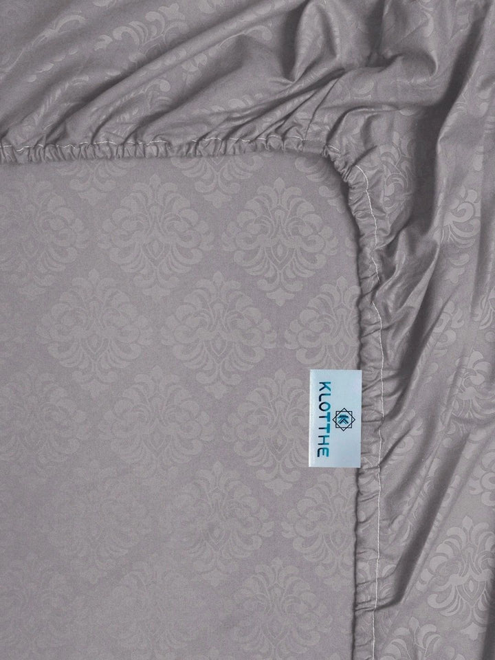 Myntra Elegant Homes Grey Floral 300 TC King Bedsheet with 2 Pillow Covers
