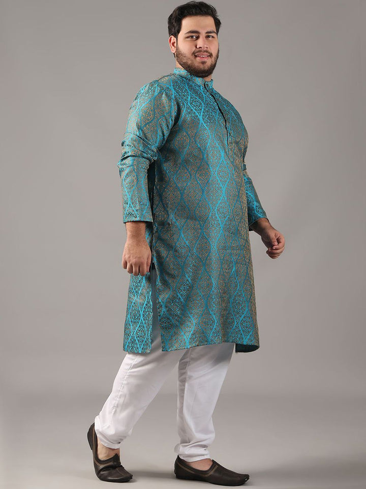 SOJANYA PLUS Plus Size Men Ethnic Motifs Woven Design Straight Kurta With Pyjamas