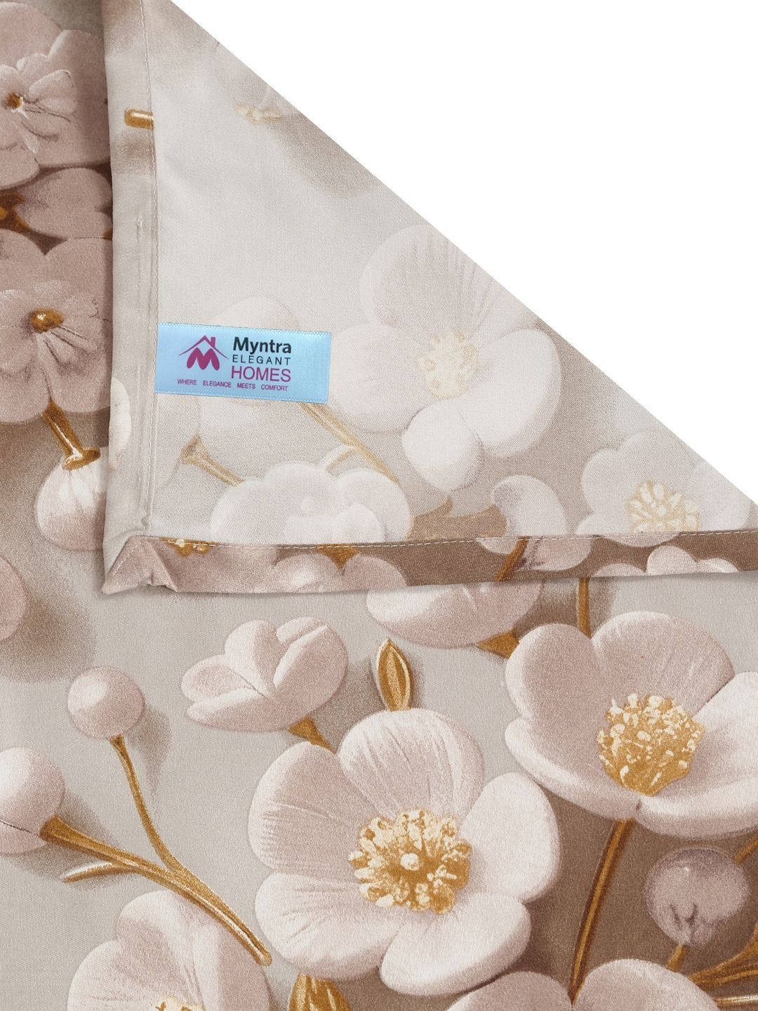 Myntra Elegant Homes Berwarna Krim Bunga 300 TC Cadar King dengan 2 Sarung Bantal
