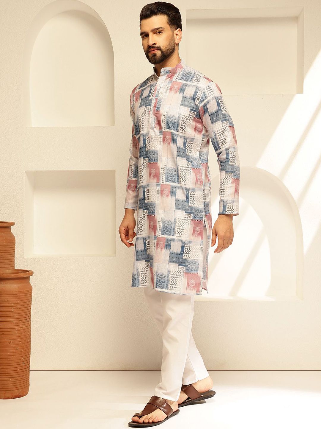 SOJANYA Geometric Printed Cotton Straight Kurta