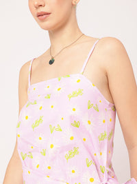 DressBerry Sunny Sketches Printed Strappy Mini Wrap Dress