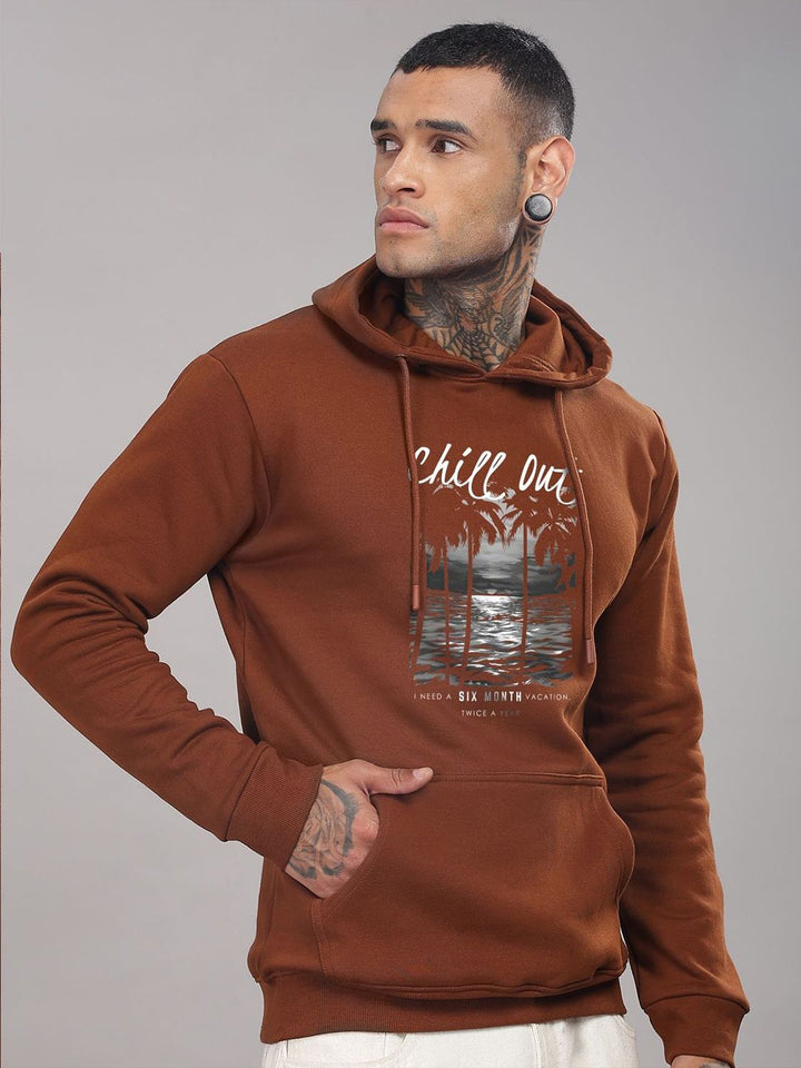 ADRO Lelaki Cotton Graphics Printed Hooded Sweatshirt