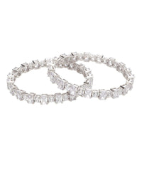Anouk Set Of 2 Rhodium-Plated American Diamond Stone Studded Bangles