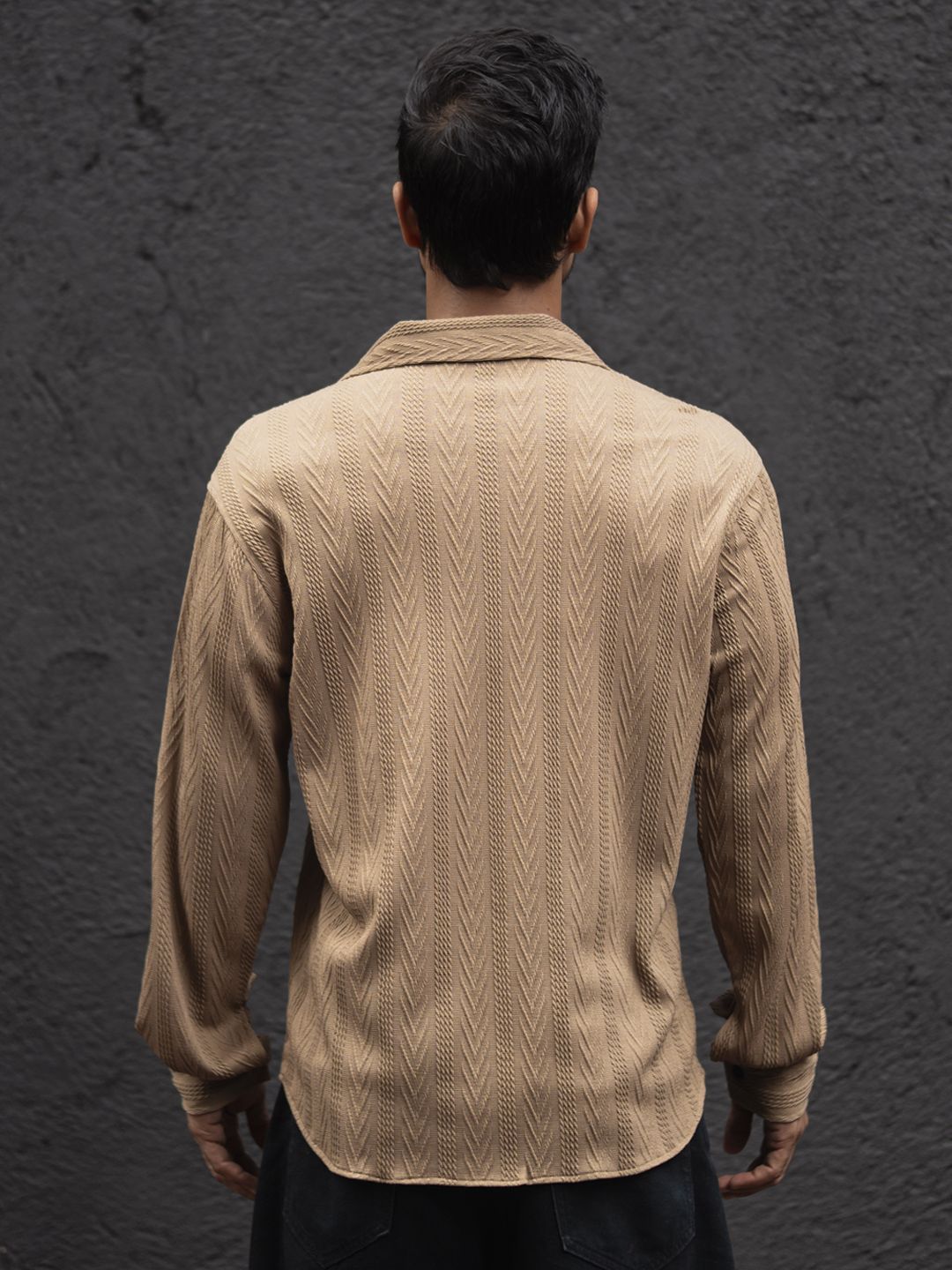 Powerlook Men Cuban Collar Textured Relaxed Fit Casual Shirt