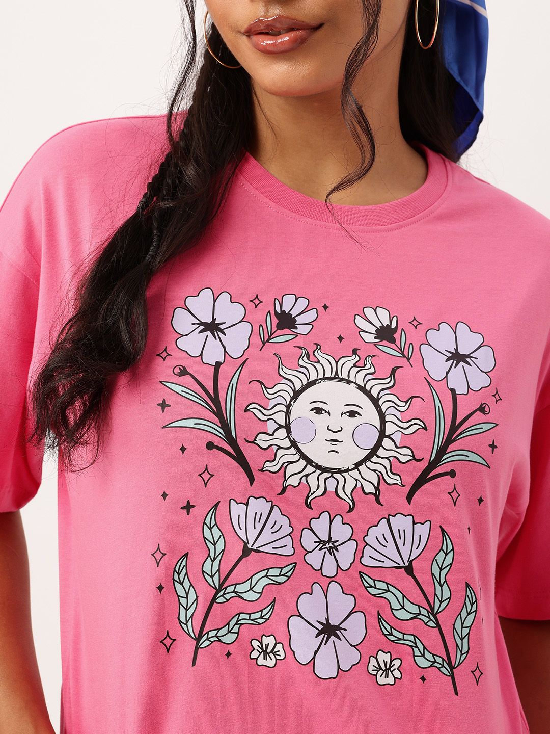 DressBerry Sunshine Smiles Elegantly Feminine Printed Boxy Crop T-shirt