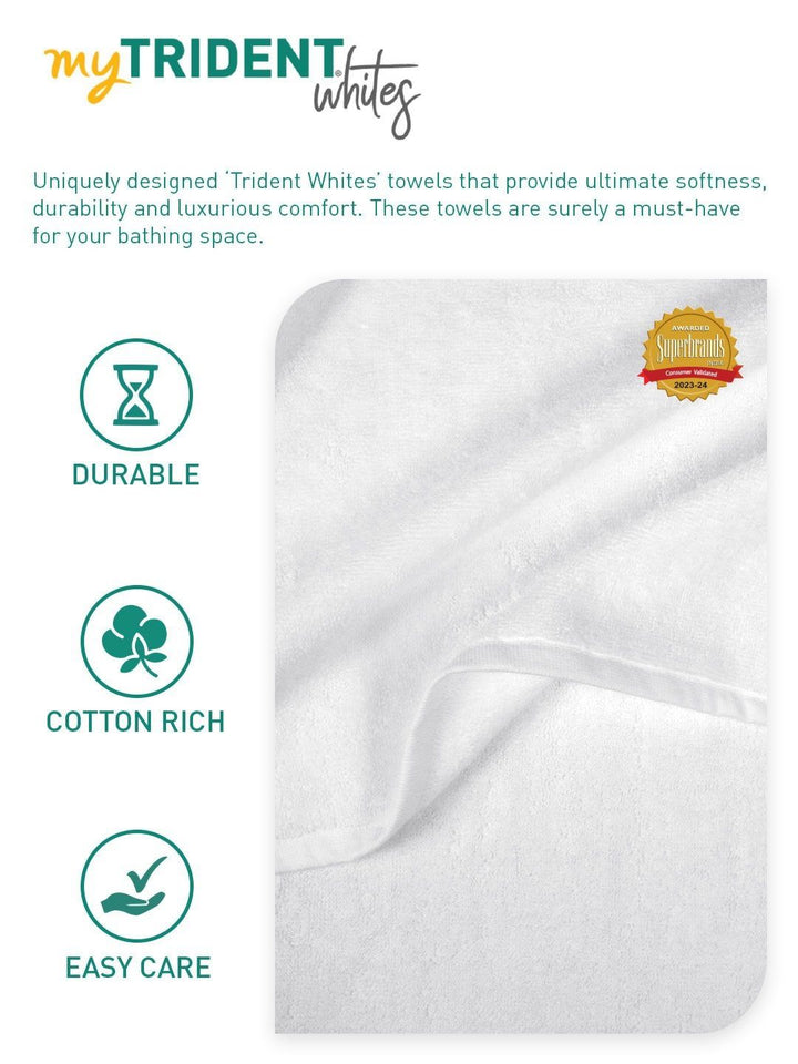 MYTRIDENT White 1 Cotton 550 GSM Bath Towel