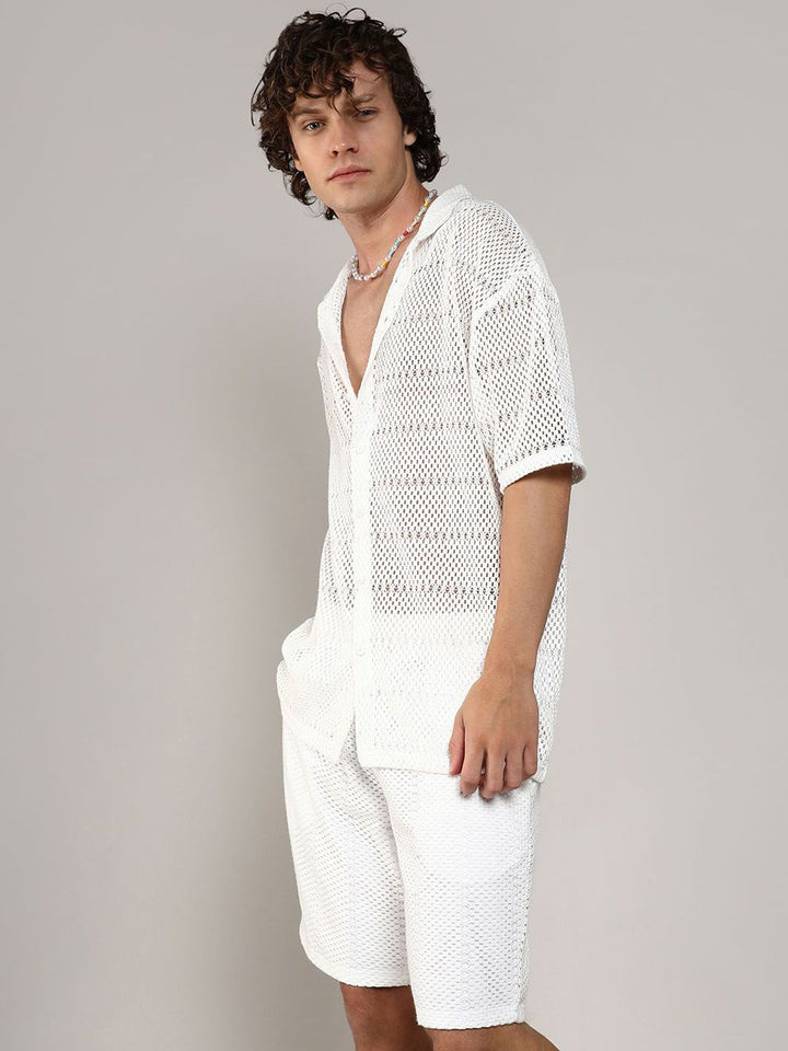 Campus Sutra Oversized Cotton Shirt & Shorts Co-Ords