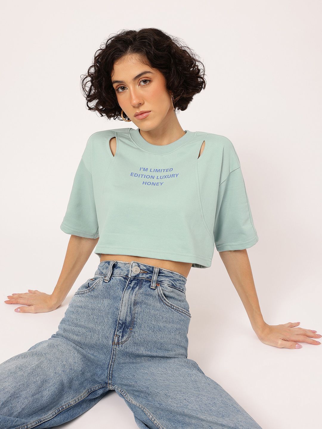 DressBerry Limited Edition Cut-Out Crop Drop-Shoulder Boxy T-shirt