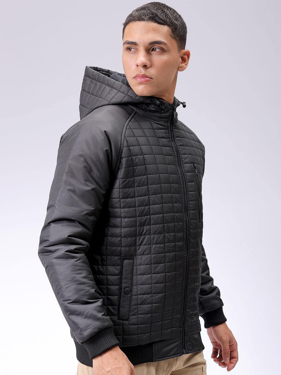 The Indian Garage Co Men Hooded Slim Fit Bomber Jacket