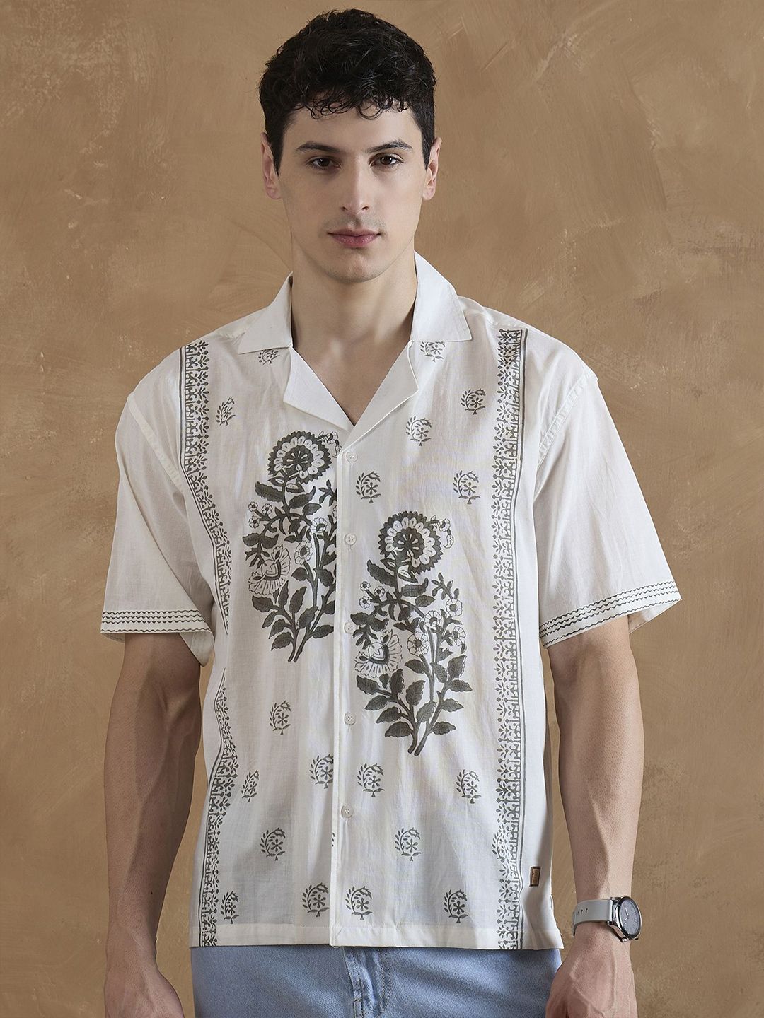 DENNISON Block Printed Oversized Casual Shirt
