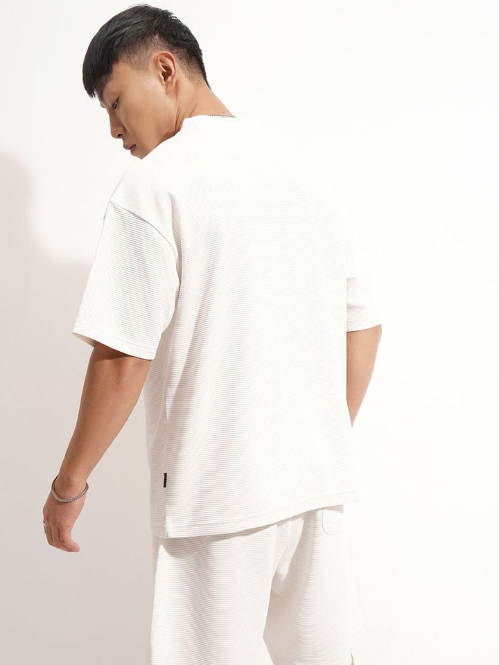 HIGHLANDER Self Design Oversized-Fit T-Shirt With Shorts Co-Ords