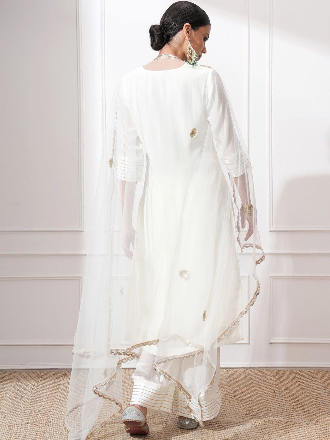 Vishudh Women Ethnic Motifs Embroidered Regular Kurta with Trousers & With Dupatta