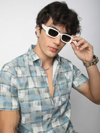 VASTRADO Men Classic Spread Collar Geometric Printed Cotton Slim Fit Casual Shirt