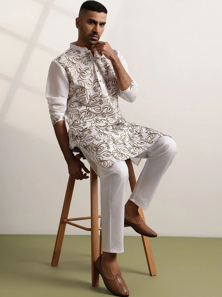 Anouk Men Ethnic Motifs Embroidered Regular Thread Work Kurta with Pyjamas