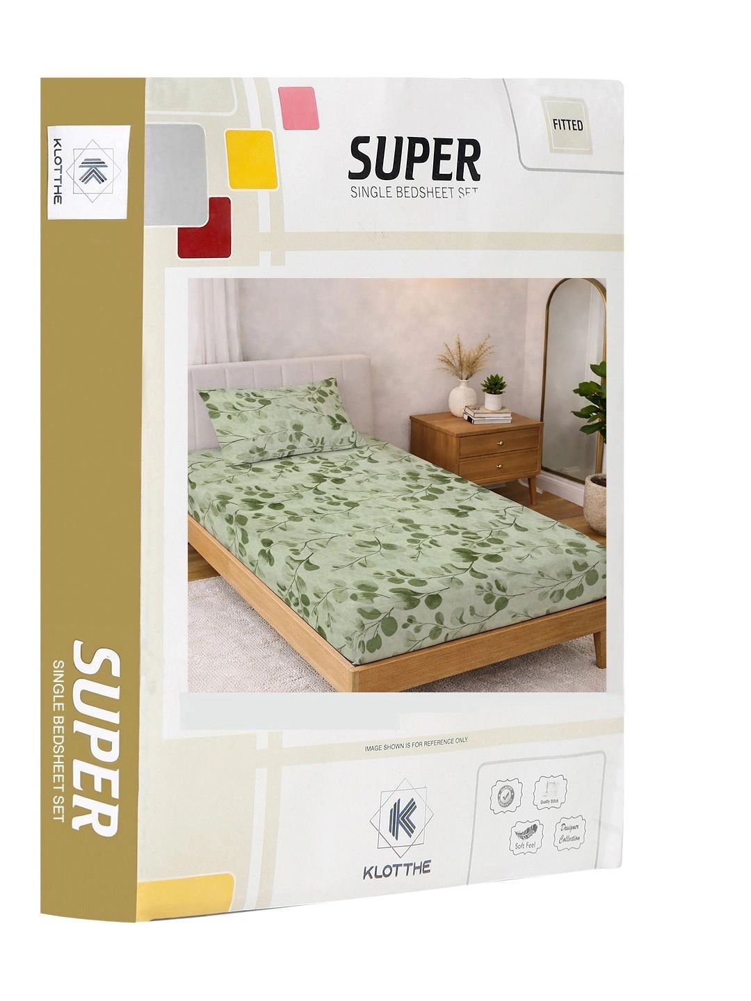 KLOTTHE Green Floral 300 TC Cadar Bujang dengan 1 Sarung Bantal