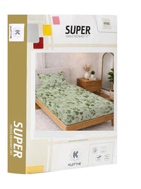 KLOTTHE Green Floral 300 TC Cadar Bujang dengan 1 Sarung Bantal