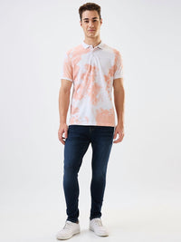 SPYKAR Men Abstract Printed Polo Collar Cotton Slim Fit T-shirt