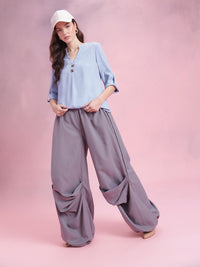 DressBerry Mandarin Collar Roll-Up Sleeves Longline Top