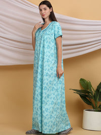 Sweet Dreams Printed Short Sleeves Maxi Nightdress