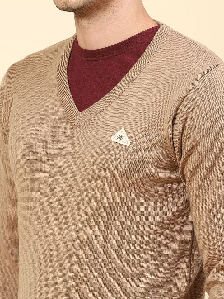 Monte Carlo Men Woollen  V Neck Long Sleeves Pullover Sweater