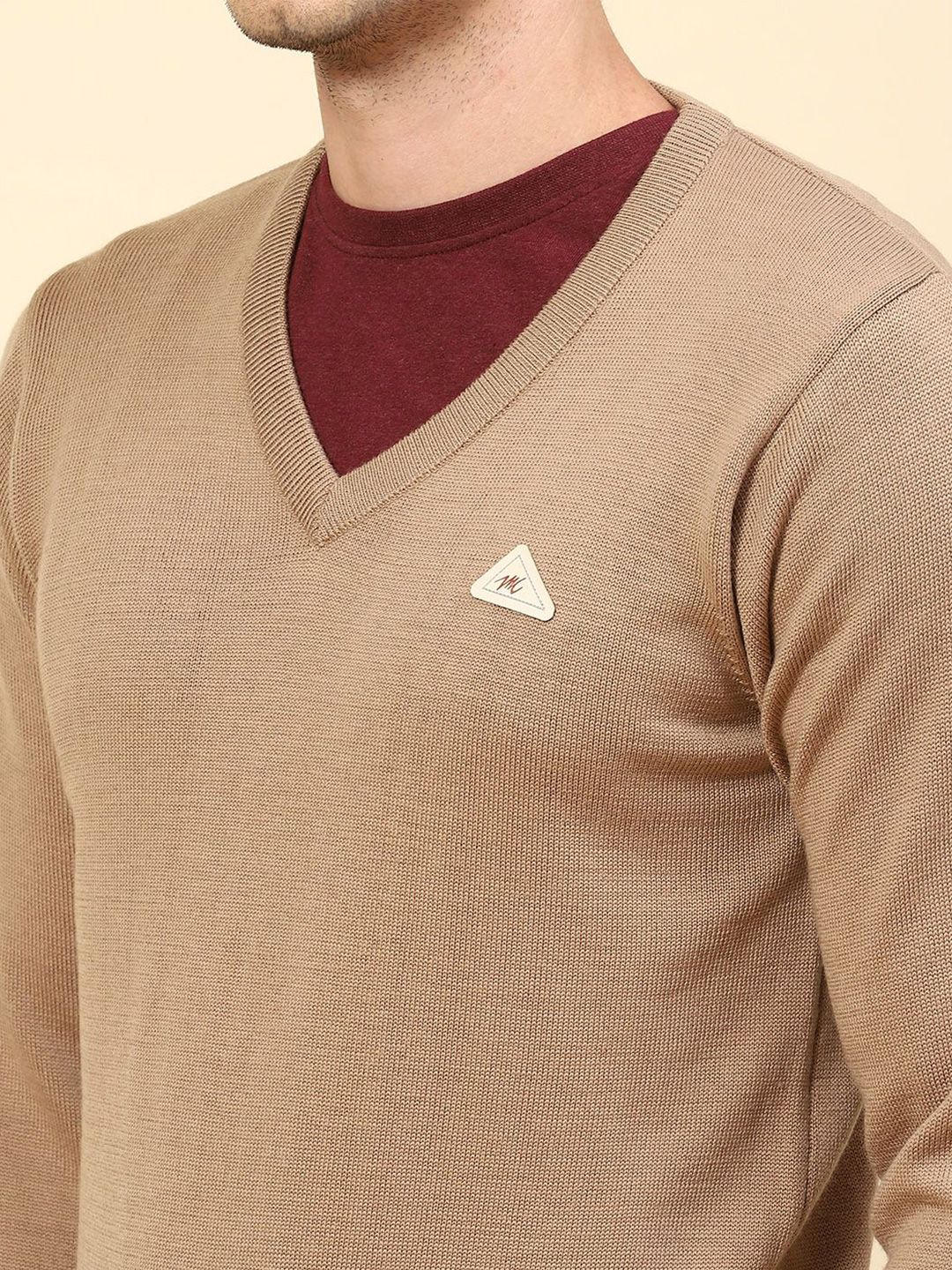 Monte Carlo Men Woollen  V Neck Long Sleeves Pullover Sweater