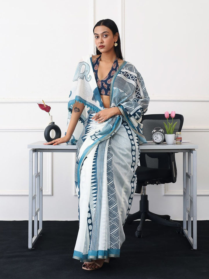 Tikhi Imli Abstract Printed Ready to Wear Saree