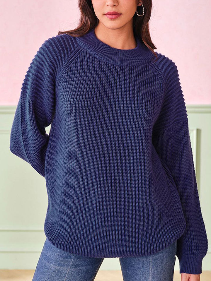 AND Women Self Design Round Neck Long Sleeves Top
